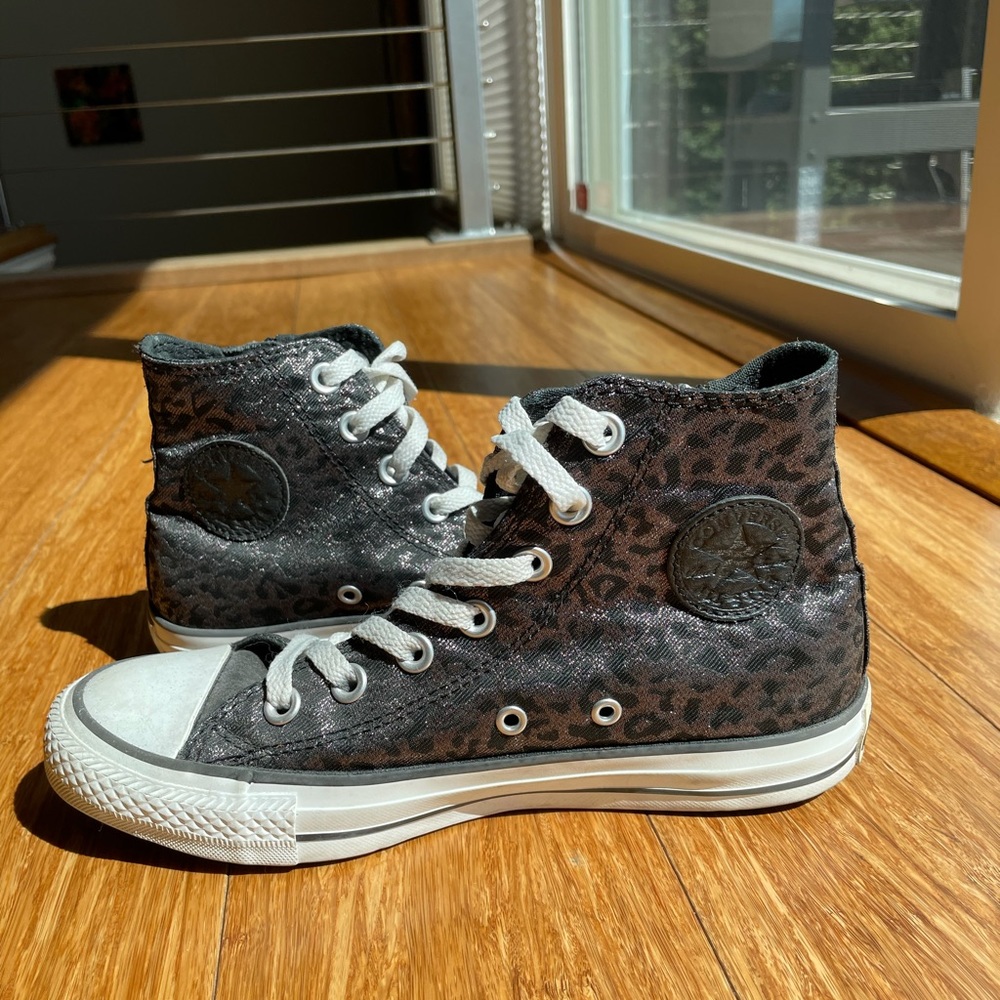 High Top Black Cheetah Print Converse